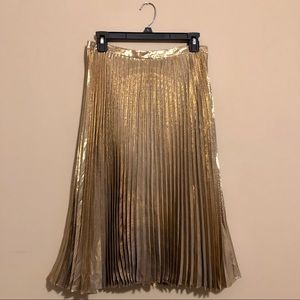 Anne Klein Women’s Pleated Skirt Gold Metallic 6P
